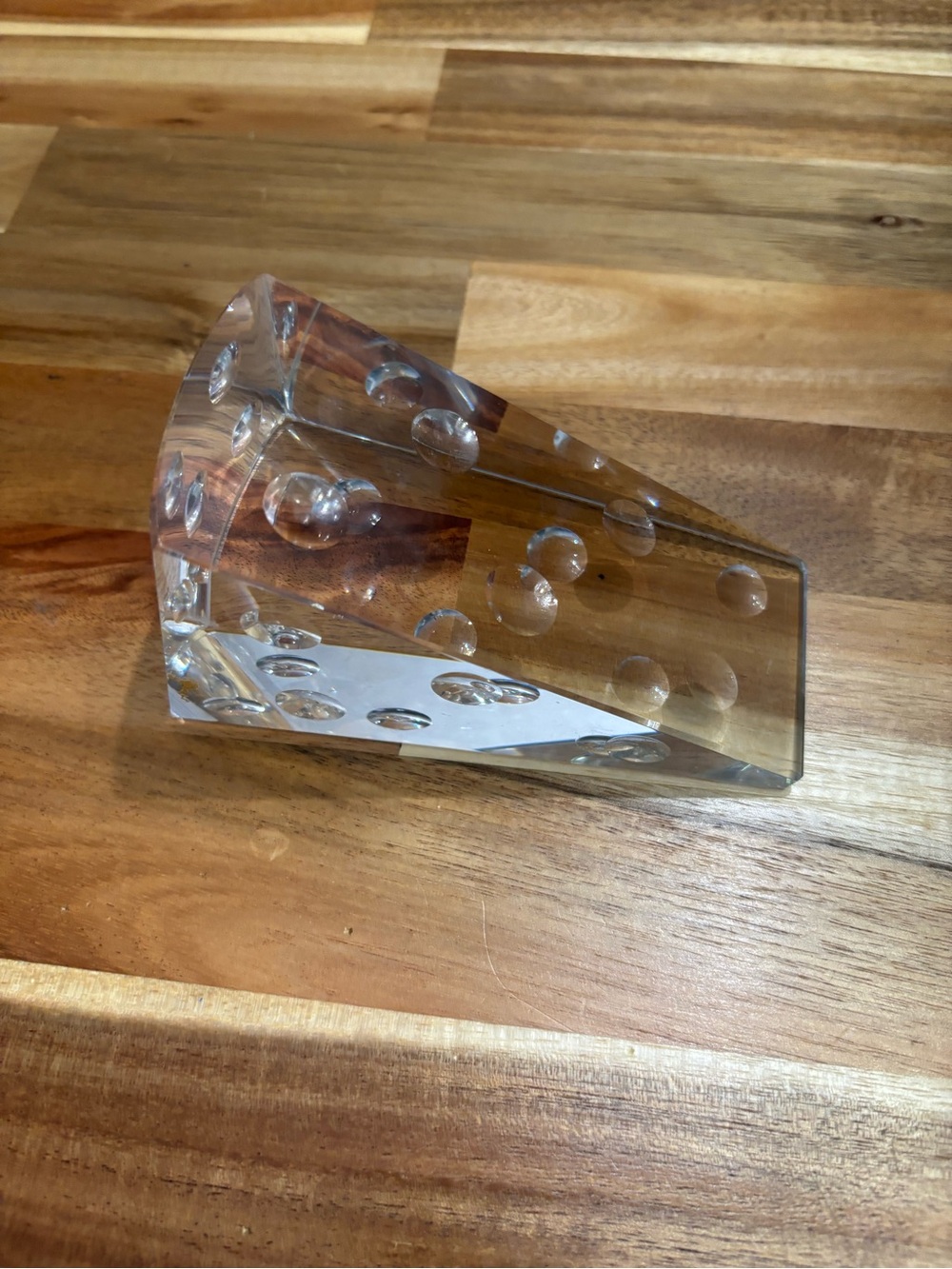 Clear Glass Paperweight with Bubble Design